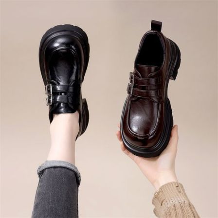 日系小个子粗跟黑色厚底增高jk小皮鞋女2026春季新时尚乐福鞋单鞋