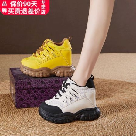 震地王12cm老爹鞋女2025春夏新款小个子厚底内增高百搭休闲运动鞋