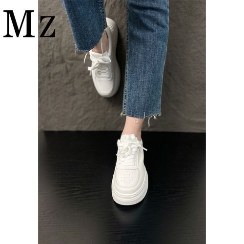 鞋匠小明第二代升级版增高小白鞋厚底系带百搭透气运动休闲单鞋女主图