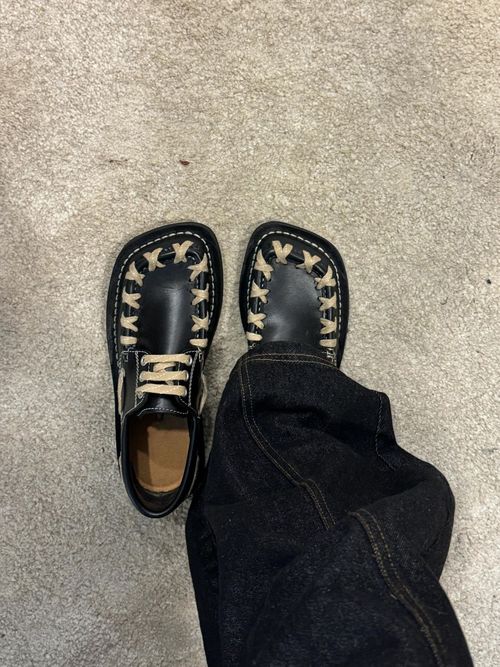 男女款休闲德比鞋潮款方头英伦风皮鞋通勤小众编织设计复古乐福鞋主图