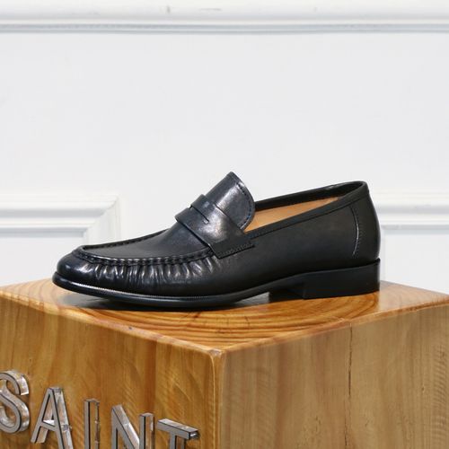 春夏新复古英伦老钱风真皮鞋商务休闲时尚风琴折边手工乐福鞋主图