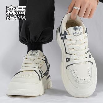 森马男鞋冬季复古厚底增高休闲百搭板鞋青少年国潮加绒保暖棉鞋