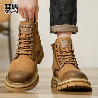 森马马丁靴男秋冬季英伦复古休闲工装潮靴男士户外运动休闲大黄靴主图