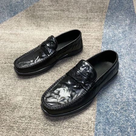 薄款一脚蹬潮流风豆豆鞋新款2026头层牛皮男士皮鞋