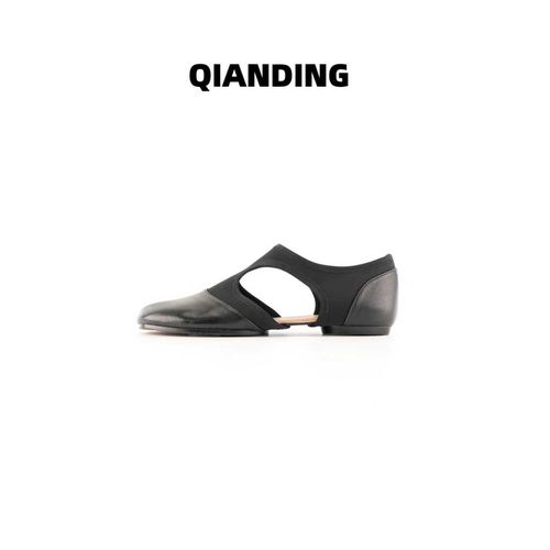 【QIANDING】简约拼色分趾镂空单鞋26294.主图