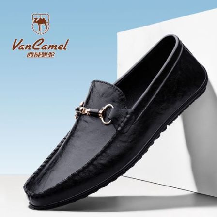 西域骆驼爆款豆豆鞋男新款真皮百搭防滑男驾车鞋时尚潮流休闲皮鞋