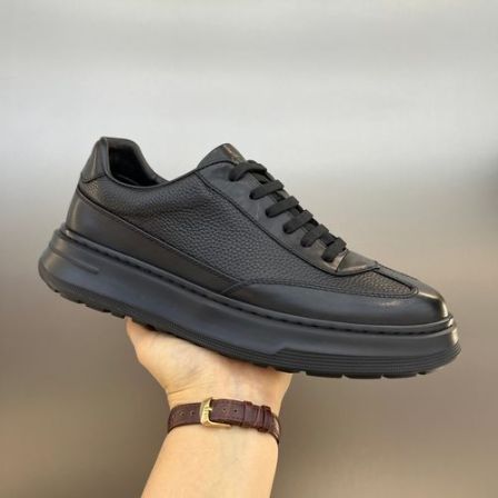 真皮男鞋轻便舒适通勤透气板鞋低帮系带休闲皮鞋黑色低帮鞋男款