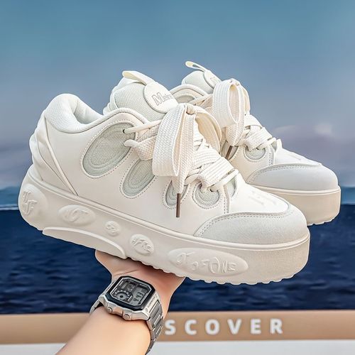 2026春季新款网面透气休闲面包鞋男透气百搭情侣款厚底增高板鞋子主图