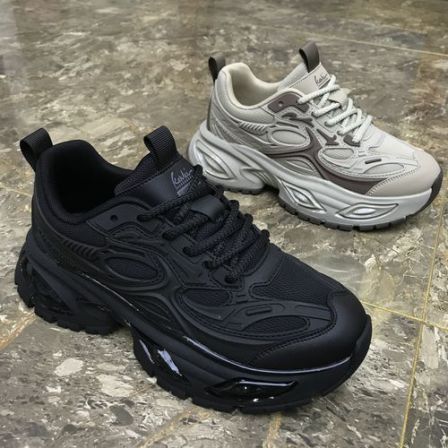 莎6609春季新款时尚百搭厚底增高黑色老爹鞋休闲运动鞋潮鞋