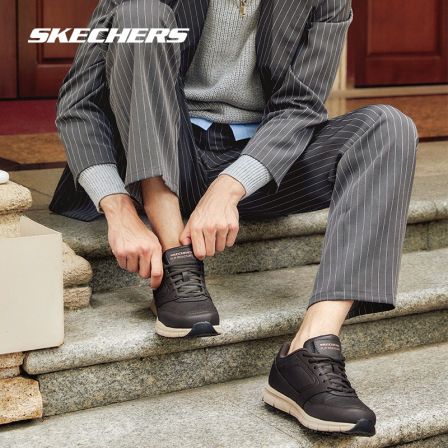 斯凯奇男士绑带商务工作百搭舒适皮鞋休闲轻便男鞋77156