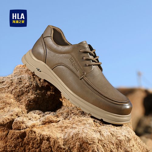 HLA/海澜之家男鞋新款春季时尚轻简商务工装鞋百搭皮质户外休闲鞋主图