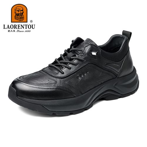 老人头春夏一脚蹬休闲皮鞋手抓纹皮鞋防滑圆头保暖商务休闲鞋主图