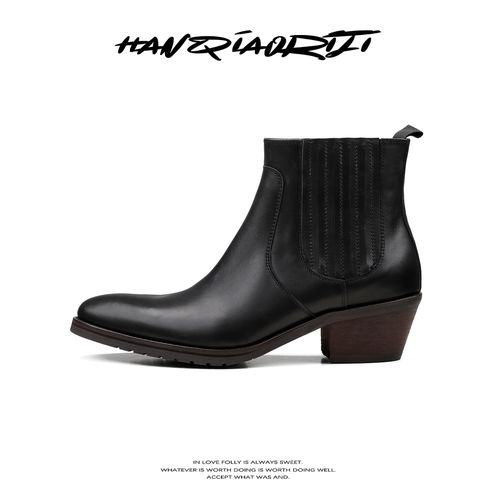 韩桥日记[黑血系列]"嬉皮士"雅痞风高级西部靴头层牛皮尖头切尔西主图