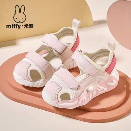 Miffy米菲童鞋夏季款小童休闲凉鞋女童镂空透气网面洋气包头凉鞋
