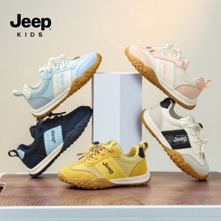 jeep儿童运动鞋2026春季户外网面女童德训鞋男童软底防滑跑步鞋子