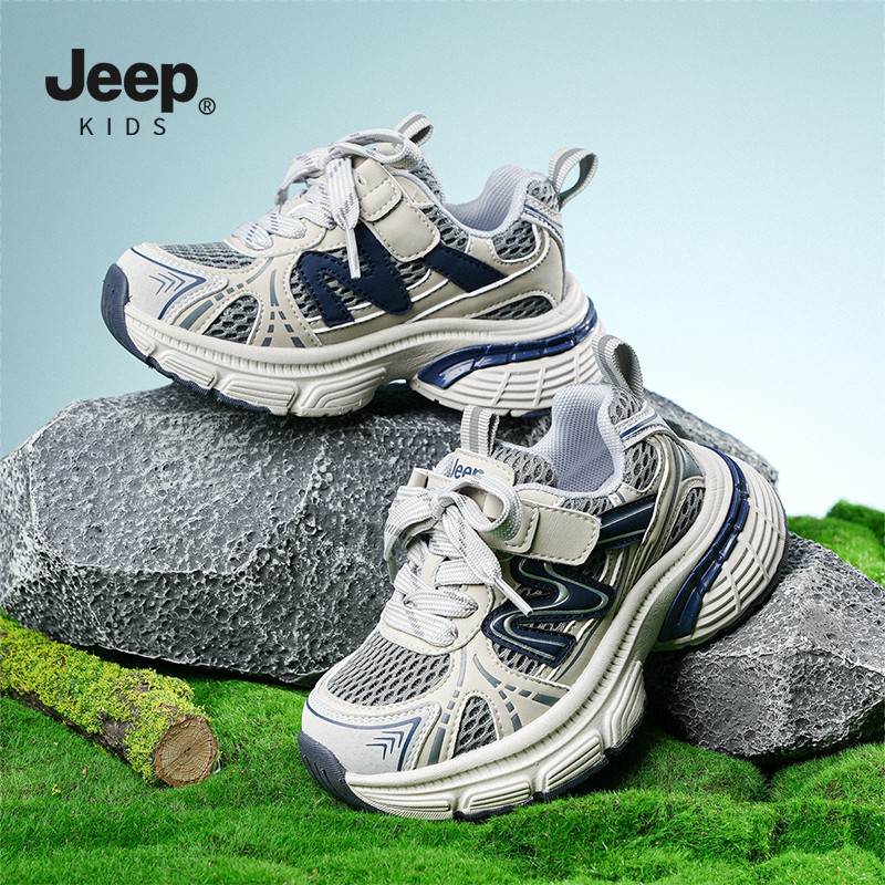 Jeep儿童鞋子网面女孩软底透气户外春季新款休闲老爹鞋女童运动鞋主图