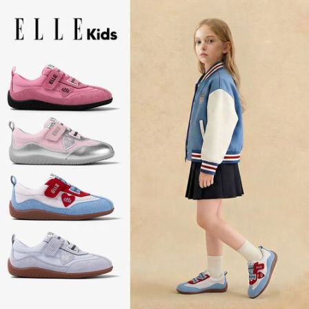 ELLE KIDS童鞋休闲运动鞋2026春季新款透气舒适男女童拼色德训鞋