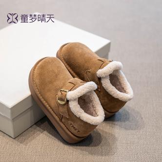女童毛毛鞋加绒加厚儿童勃肯鞋2026新款冬季大童冬鞋外穿主图