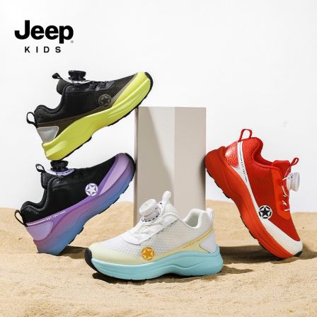 jeep男童运动鞋春季户外儿童登山鞋轻便防滑网面鞋女童专业跑步鞋