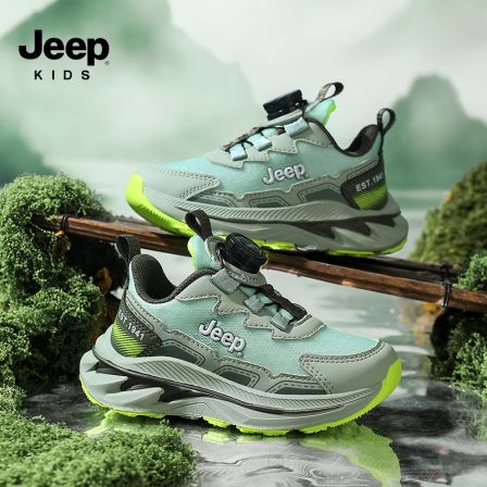 jeep儿童春季运动鞋男童透气旋转扣篮球鞋户外防滑女童耐磨跑步鞋
