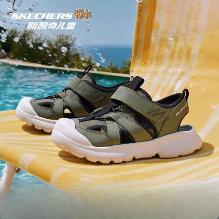 Skechers斯凯奇男童夏季轻盈舒适包头凉鞋儿童透气休闲运动凉鞋