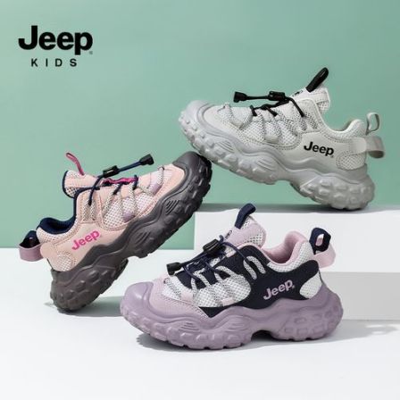 jeep女童老爹鞋春季新款户外网面透气儿童运动鞋轻便防滑男童跑鞋