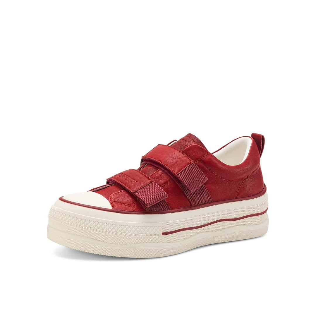 【阿楠anan】真皮厚底百搭增高魔术贴休闲板鞋女鞋876005主图