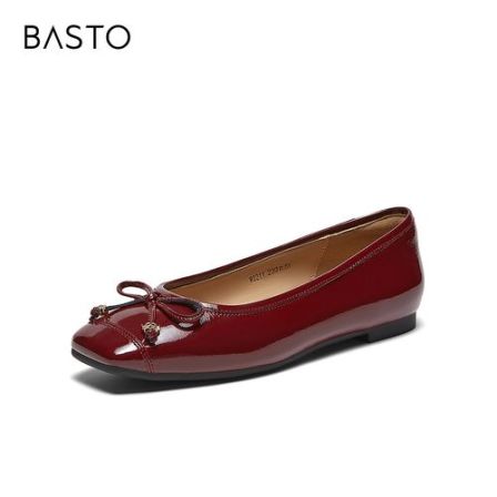 百思图2026春季新款简约时尚通勤方头浅口女单鞋W0211AQ6