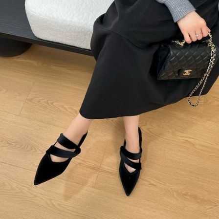 5cm春秋季法式复古尖头浅口单鞋不累脚百搭玛丽珍鞋通勤内增高鞋