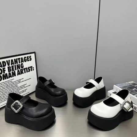 广州欧货【云熙】早春真皮6cm勃肯圆头洋气轻奢乐福鞋1118-2