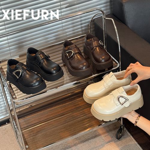 XIEFURN/鞋夫人乐福鞋女2026新款小皮鞋洋气厚底增高英伦风单鞋主图