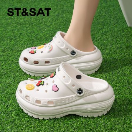 星期六光轮洞洞鞋女款2026新款爆款厚底增高除臭防滑外穿沙滩拖鞋