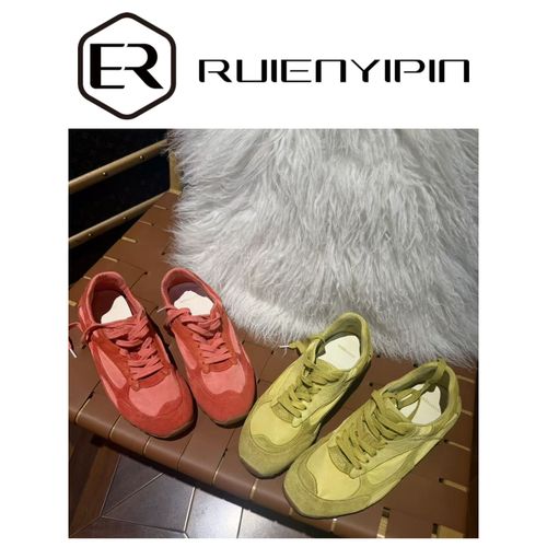 7885#【炫妈】偏大一码 牛皮牛猄皮 拼色圆头系带德训鞋主图