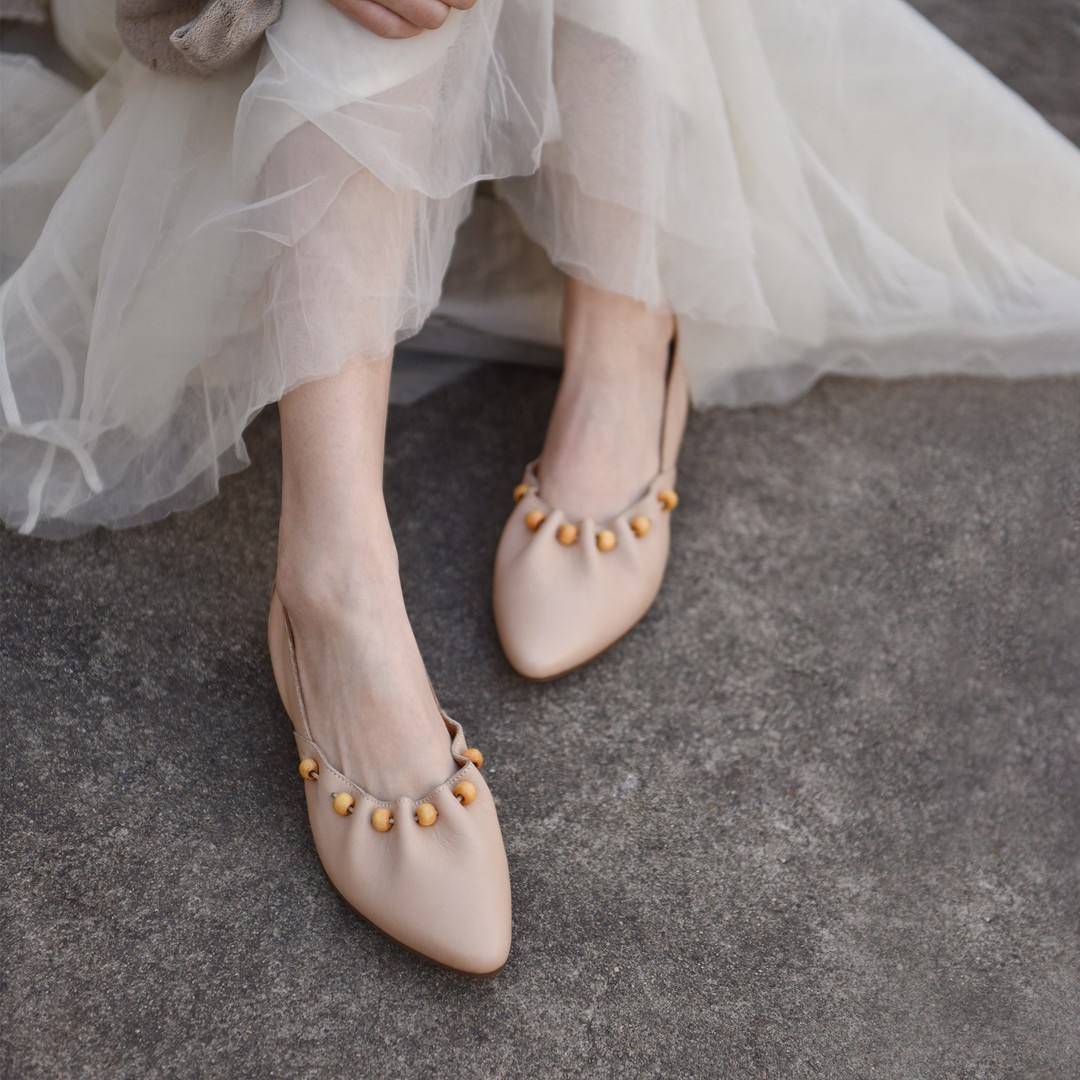 Artmu阿木原创复古内增高尖头单鞋新款串珠中跟女鞋奶奶鞋1993-13主图