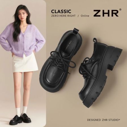 厚底乐福鞋女2026春秋新款英伦小皮鞋通勤百搭黑色女鞋