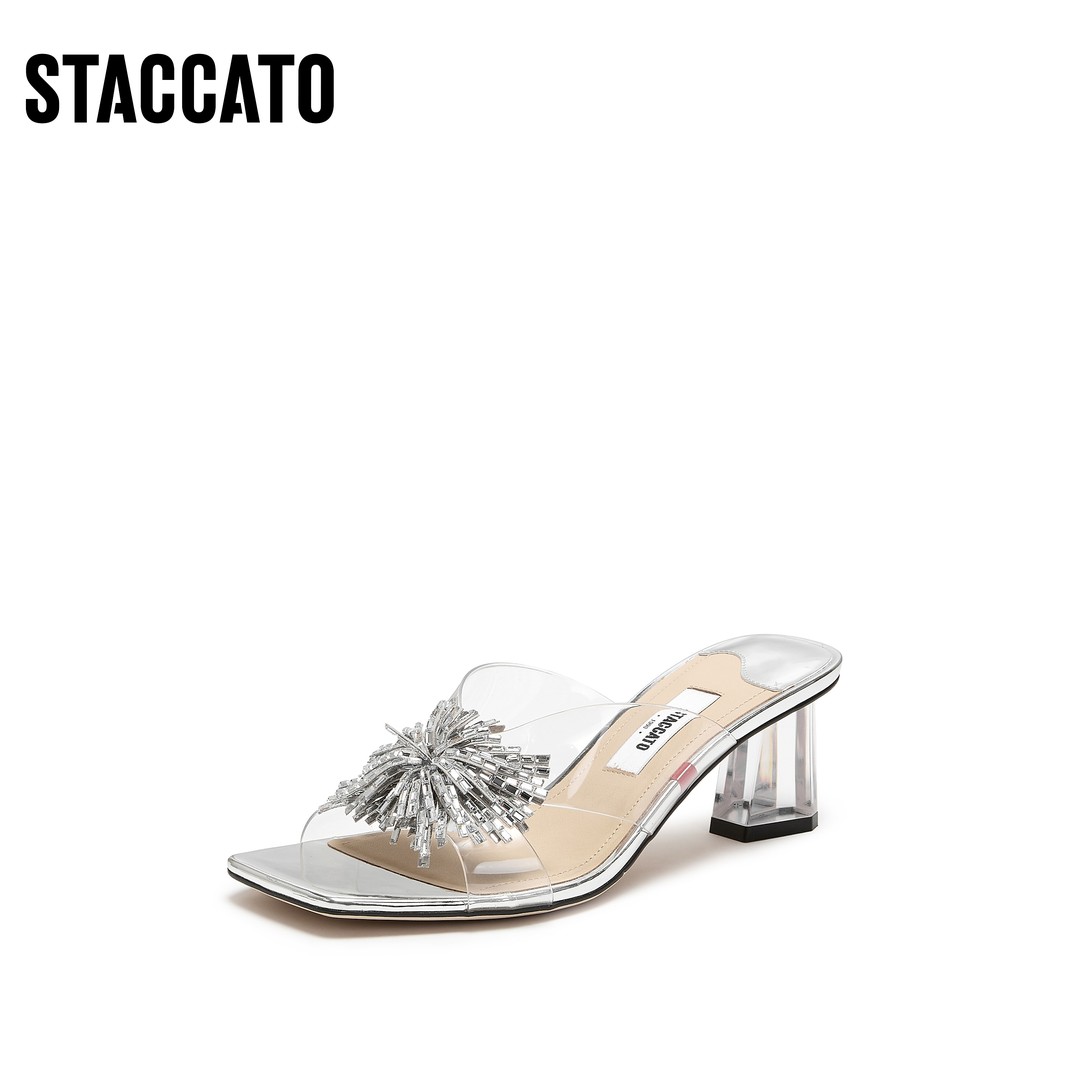 思加图2026夏季新款仙女鞋时装拖粗跟凉拖鞋外穿女凉鞋EC403BT6主图