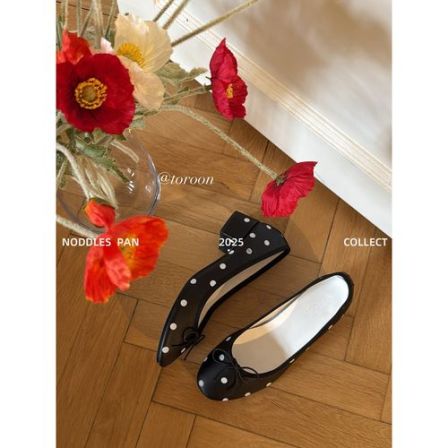 TOROON 欧阳娜娜同款 蝴蝶结波点方跟芭蕾舞鞋女休闲低跟单鞋