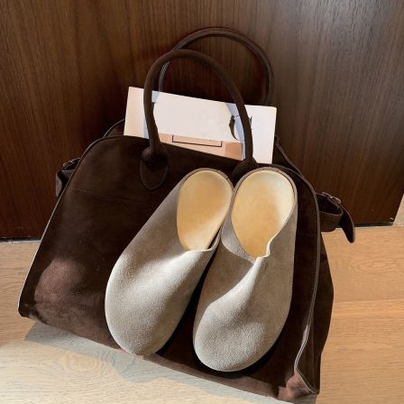 真皮版~2026年新款row风软面懒人一脚蹬厚底大头勃肯鞋半拖鞋女