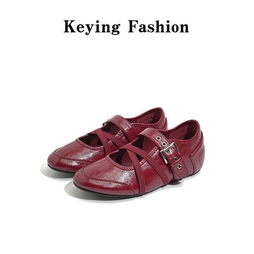 红色内增高玛丽珍鞋复古时尚舒适圆头软底百搭温柔风女士小单鞋主图