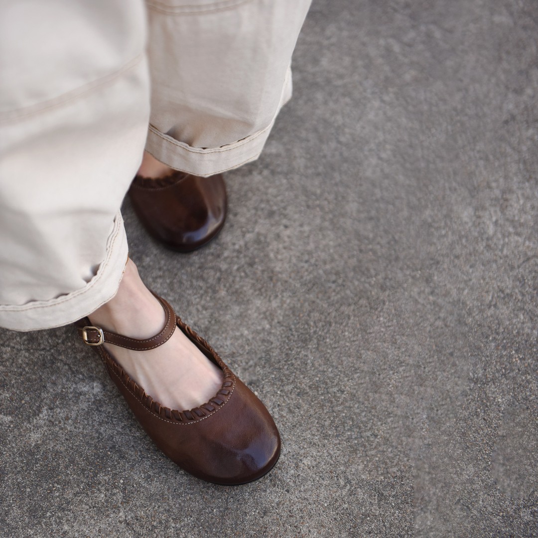 Artmu阿木原创复古水洗牛皮手工鞋女浅口单鞋平底玛丽珍鞋339431主图