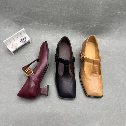 【萌萌定制】玛丽珍方头单鞋低跟粗跟春季新款女士羊皮上班不掉跟鞋主图