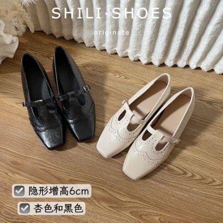 十里·6cm内增高小个子法式复古玛丽珍单鞋女春秋款百搭通勤鞋子