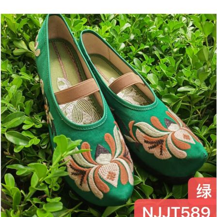 娜家香云纱莲步生香坡跟鞋布鞋NJJT（589）