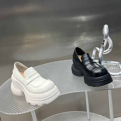 2026新款方头欧美风内增高复古单鞋女小众厚底系带松糕鞋DG1216-5主图