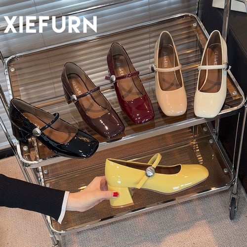 XIEFURN/鞋夫人2026新款高跟通勤方头玛丽珍女鞋法式浅口粗跟单鞋主图