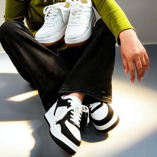 ALO小白鞋拼色金智秀Jisoo同款跑步鞋厚底内增高休闲鞋黑白熊猫色主图