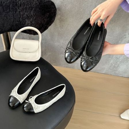 2026新款小香风浅口蝴蝶结芭蕾舞平底鞋气质软底百搭通勤单鞋女