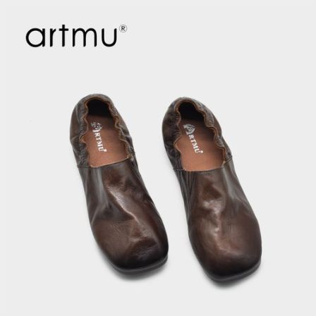 Artmu阿木复古真皮一脚蹬乐福鞋平底深口单鞋女软底2026春季9779