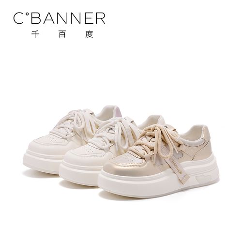 千百度时尚透气休闲鞋2026新款设计感简约舒适增高百搭休闲板鞋主图