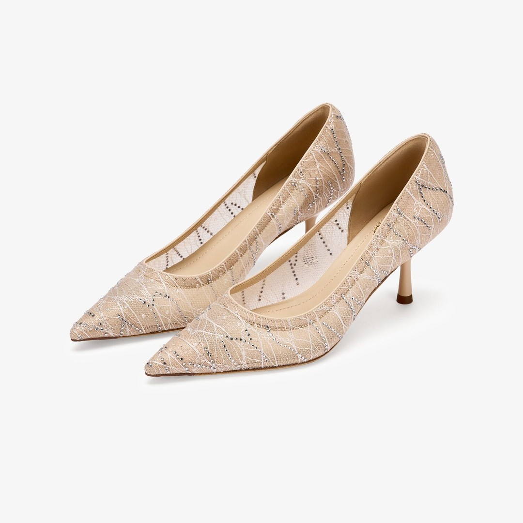 【商城】73hours女鞋莫奈光影2026年春季新网纱细跟高跟鞋女婚伴娘主图